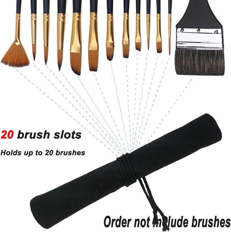Funny live Paint Brush Holder Art Supplies, Artist Brush Holder & Art Supply Storage Organizer Roll-Up Case Bag, Protect Acrylic Oil Watercolor Paintbrushes (Black-20 Slot Pockets) - Image 2